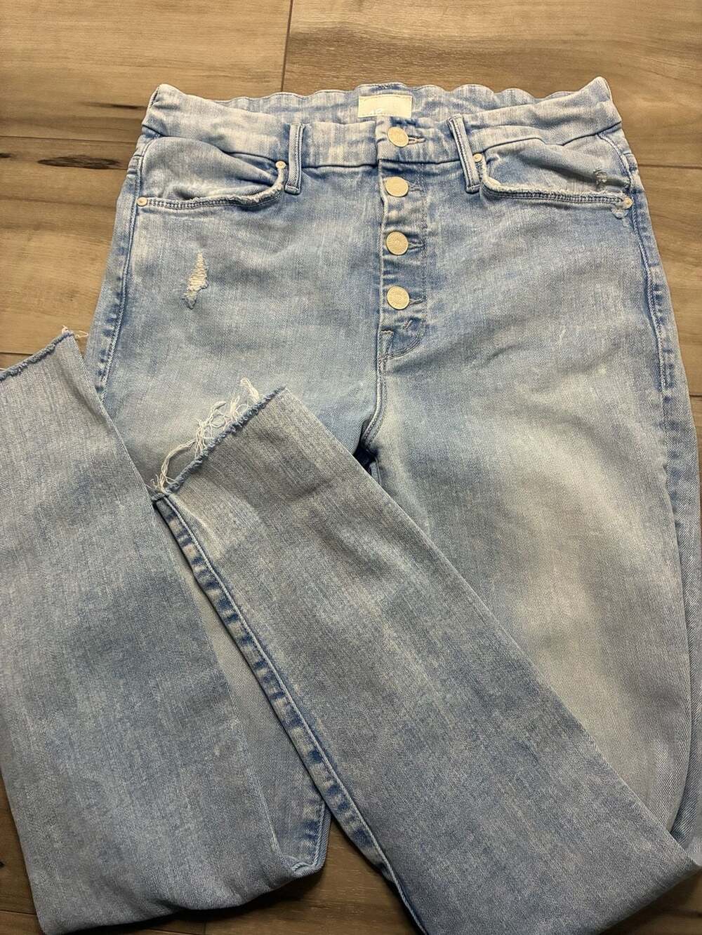 MOTHER The Pixie Ankle Fray Action Shot Distressed Jeans Size 28